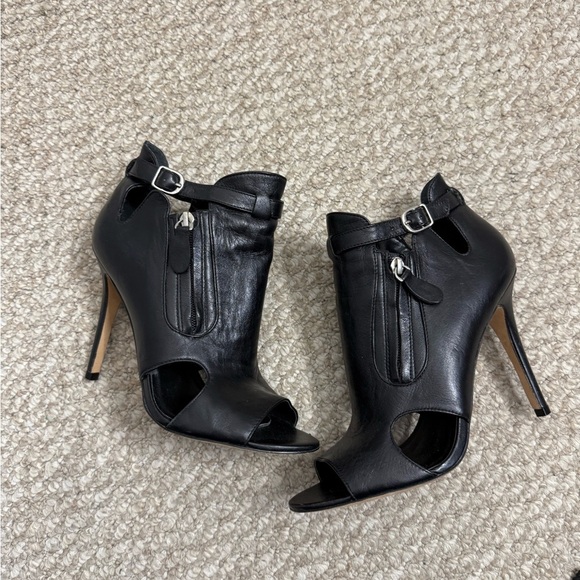 Steven By Steve Madden Black Leather Open-Toe Heels size 10 - Picture 1 of 9
